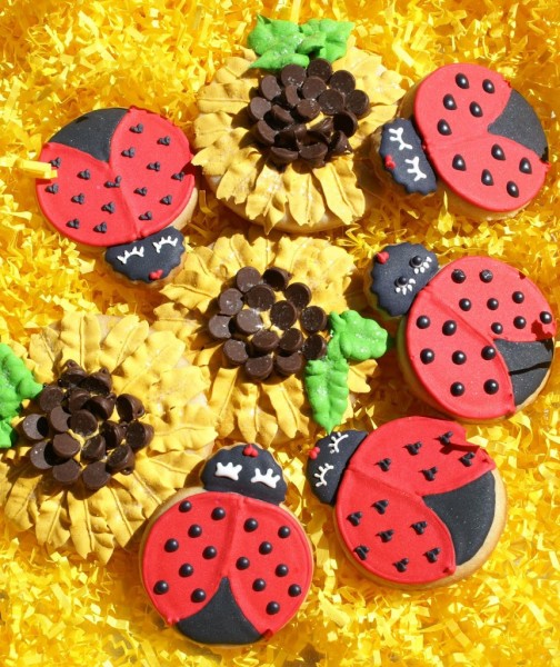 lady bug cookies sunflower cookies