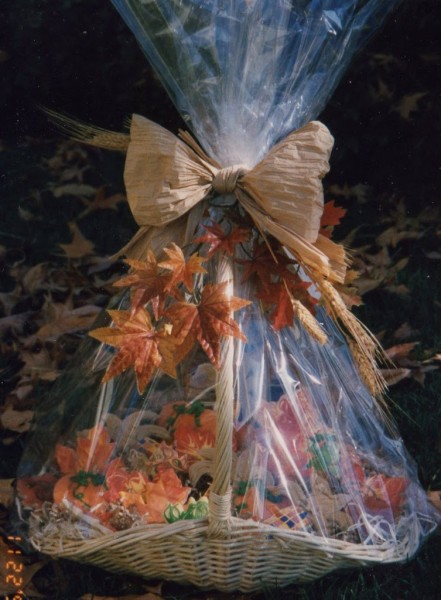 decorated fall leaf cookies basket