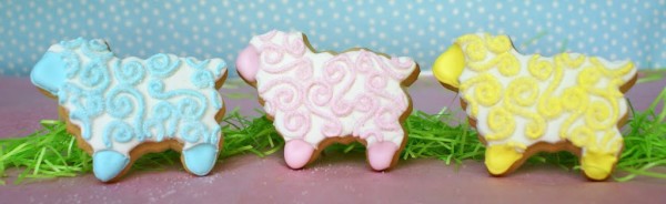 decorated lamb cookies with embossed fondant