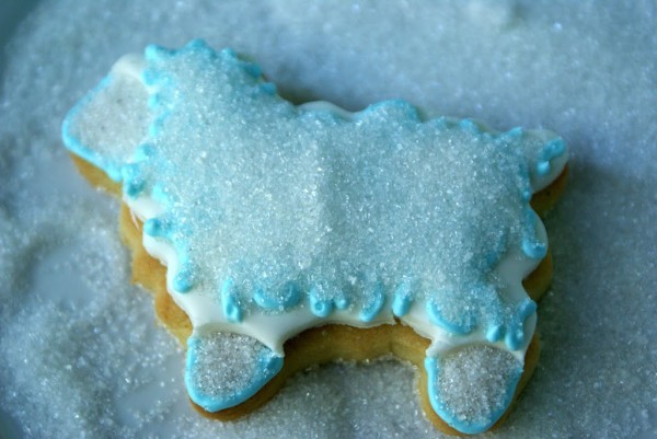 decorated lamb cookies with embossed fondant