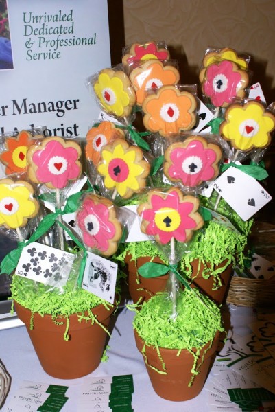 flower cookies on sticks