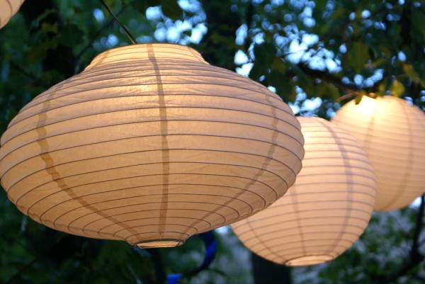 paper lanterns in the trees