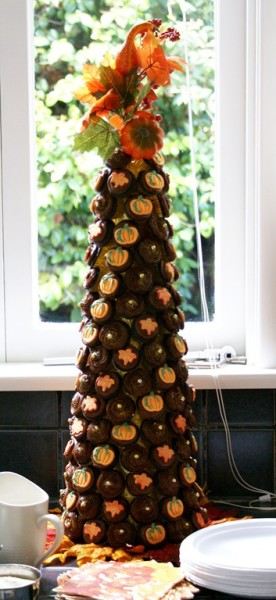 fall mini cupcake tower 