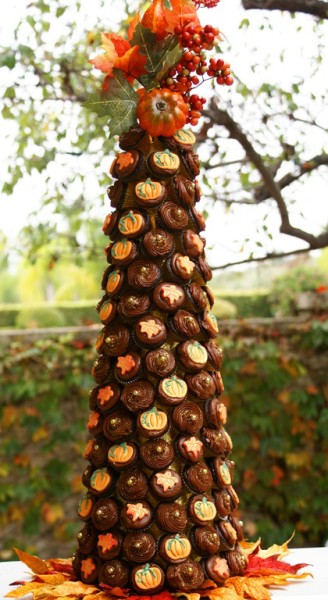 fall mini cupcake tower 