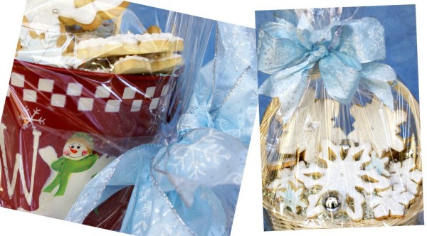 decorated snowflake cookies gift baskets