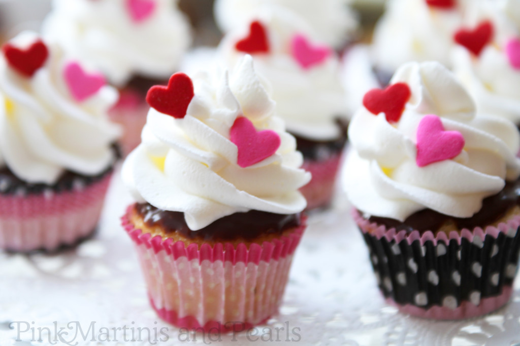 mini boston cream cupcakes with hearts