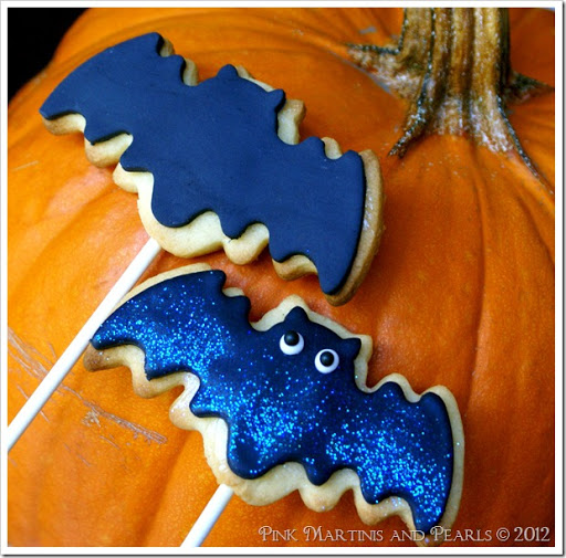 decorated bat cookies with fondant