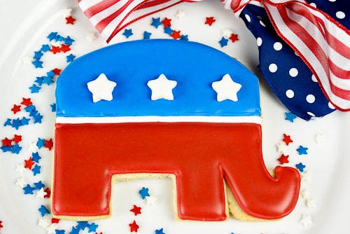Decorated Repubilcan Elephant Cookie