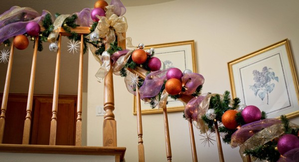 stair bannister holiday decorations