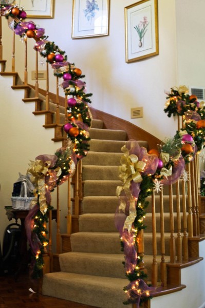 stair bannister holiday decorations