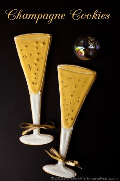 champagne glass cookie party favors