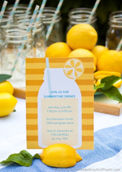 Lemonade Love Invitation Jars tiny prints