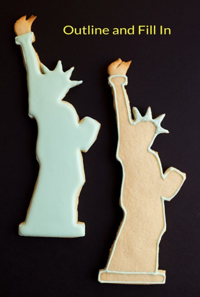 Decorated Statue of Liberty Cookies with sparklers