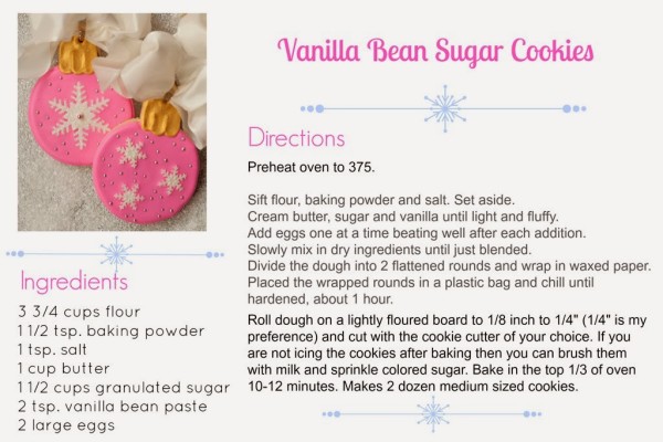 Vanilla Bean Sugar Cookies Recipe Card