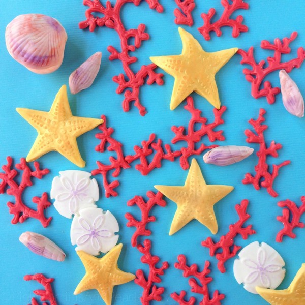 sealife cupcakes fondant coral