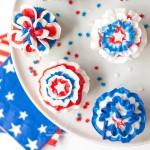 Fourth of July Red, White & Blue Bunting Cupcakes
