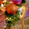 Pink and Orange Holiday Banister Decorations