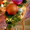 Pink and Orange Holiday Banister Decorations